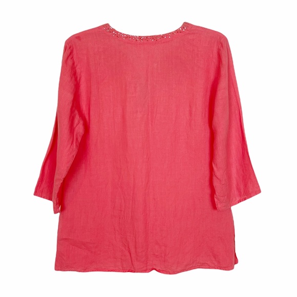 Eileen Fisher Coral Irish Linen Tunic w/Sequins Sm - Picture 8 of 9